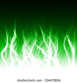 abstract design of green magic flame.(long lines version)