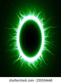 abstract design of green magic portal gate (outer,curved lines.vector version)