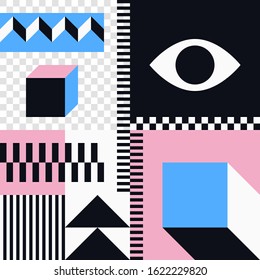 Abstract design of a grid of squares. Modern design of geometric shapes in squares. Beautiful pattern of visual graphics.