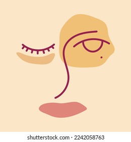 Abstract design hand drawn woman face. Flat design vector. Eps 10.