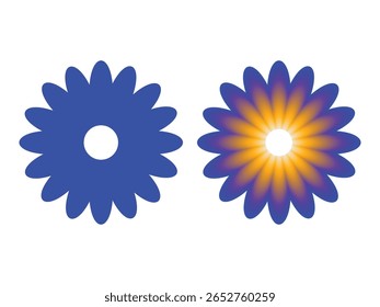 Diseño abstracto de una ilustración de flor floral de margarita azul dibujada a mano