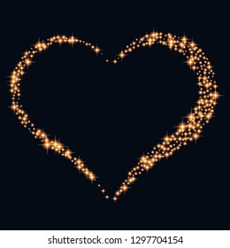 Abstract design -   heart with glowing sparkling particles  on a black background. Vector illustration.