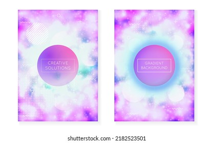 Diseño abstracto. Fluido Holográfico. Diseño mágico. Motion Flyer. Fondo de luz morada. Revista Irlandesa Retro. Puntos de moda. Patrón de holograma. Diseño abstracto de Violet