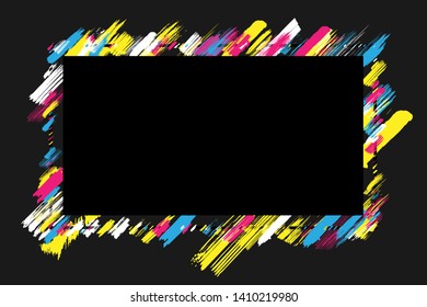 Abstract design horizontal frames with colorful brush stroke decoration elements.