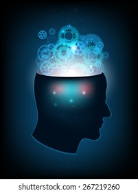 Abstract design human head and symbolic
