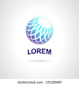 Abstract Design Icon Element, Blue Sphere on a White Background, Vector EPS10