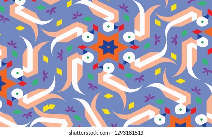 abstract design illustration with parrots,leaves, stars,ethnic