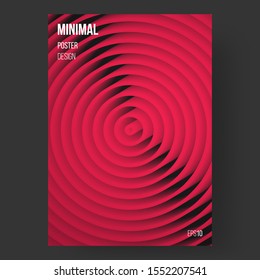 Abstract design, illustration of poster. 3d red circles on eerie black backdrop. Template, cover. Concept design. Eps10 vector.