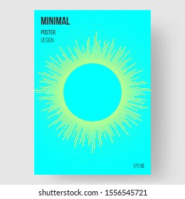 Abstract design, illustration of poster. Colorful yellow lines on cyan backdrop. Template, cover. Concept design. Eps10 vector.