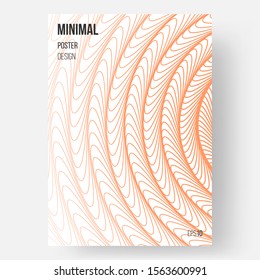 Abstract design, illustration of poster. Colorful wavy lines. Color atomic tangerine. Template, cover. Concept design. Eps10 vector.