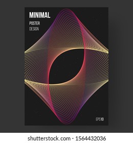 Abstract design, illustration of poster. Colorful outline ellipses. Colors name: spanish crimson, canary, indigo, eerie black. Template, cover. Concept design. Eps10 vector.