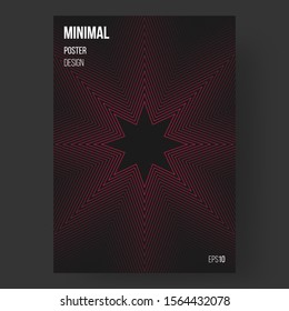 Abstract design, illustration of poster. Colorful outline stars. Colors name: spanish crimson, eerie black. Template, cover. Concept design. Eps10 vector.