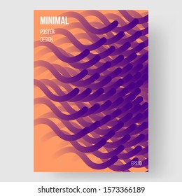 Abstract design, illustration of poster. Colorful 3d shapes and constellations. Colors name: indigo, atomic tangerine. Template, cover. Concept design. Eps10 vector.