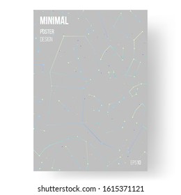 Abstract design, illustration of poster. Colorful starry sky. Constellation. Template, cover, concept. Eps10 vector.