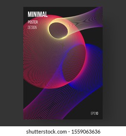 Abstract design, illustration of poster. Out line circles, ellipses. Color name: spanish crimson, indigo, medium blue, canary, eerie black. Template, cover. Concept design. Eps10 vector.