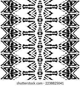 Abstract Design Ink Pattern. Black Colour Dark Doodle Texture. Black Color Mexican Pattern. Native Ink Scribble Batik. Doodle Line Batik. Simple Tribal Dyed Vector. Seamless Dark Scribble Vector