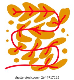 Abstract design of interconnected, organic shapes in shades of orange and red