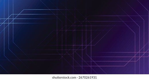 Abstract design with intersecting lines forming octagonal shapes, creating a complex network pattern.  Dark purple and blue gradient background.