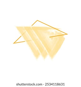 um design abstrato com uma forma triangular em camadas em um tom amarelo suave. Os triângulos parecem ser levemente translúcidos, criando um efeito suave de aquarela.
