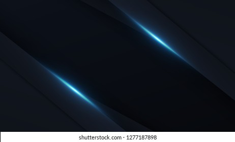 Abstract design of layers of cut paper or metal sheets. Glowing techno geometric background. Vector illustration
