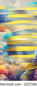 Abstract Design Layout, template Design, Strip Background, Blue Yellow color.