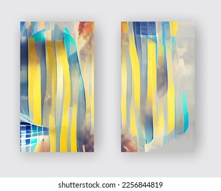 Abstract Design Layout, template Design, Strip Background, Blue Yellow color banners set. - Shutterstock ID 2256844819
