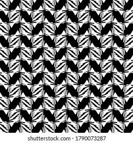 Abstract design with leafy branches. Textile pattern. Decorative graphics in black and white.