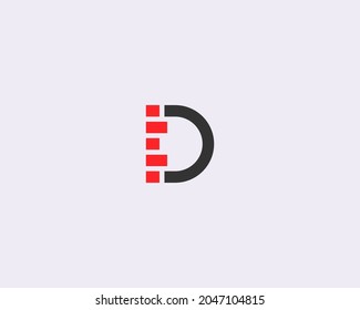 Diseño abstracto del logotipo de la letra D monograma con elementos de ladrillo o bloque