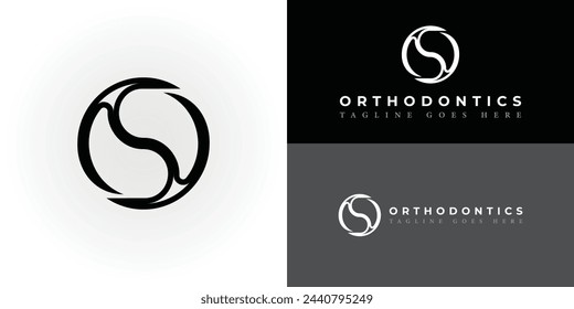 Abstrakter Design-Buchstabe OS oder SO-Logo. Creative Vector Design Letter OS Logo in schwarzer Farbe isoliert auf mehreren Hintergründen. Letter OS Logo für modernes Kieferorthopädisches Büro-Logo-Design