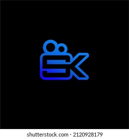 Abstract Design Of Letter S K Logo On Black Background. Sk Monogram Video, Stream, Play Music