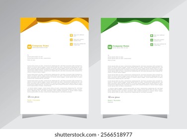 Abstract design letterhead template with A4 size, Green and Orange colouer business style letter head templates for your project design,