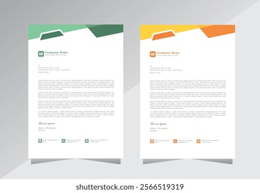 Abstract design letterhead template with A4 size, Blue and Orange colouer business style letter head templates for your project design