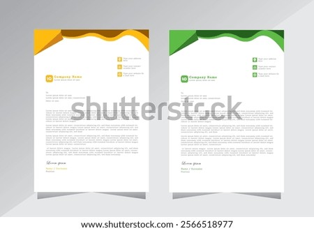 Abstract design letterhead template with A4 size, Green and Orange colouer business style letter head templates for your project design,