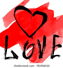 Abstract design of lettering and background made with hands of ink