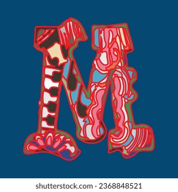 The abstract design of letters from the alphabet is suitable for children learning letters