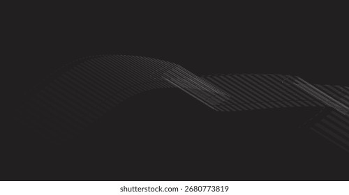 Diseño Abstractas con líneas de rayas onduladas de color gris claro sobre un fondo oscuro.