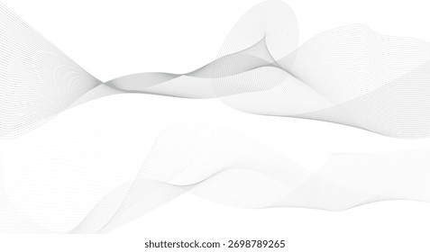 Ilustración de líneas de diseño Abstractas. Diseño de onda de fondo de arte óptico Curva de línea gris sobre fondo blanco aislado.