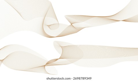 Abstract design lines illustration. Optical art background wave design Brown line curve on isolated white background.