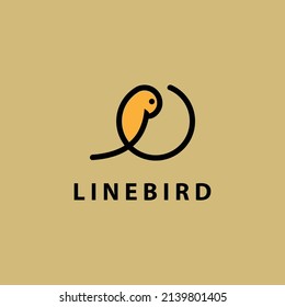 Abstract design logo. Line art sign bird. Vector illustration.