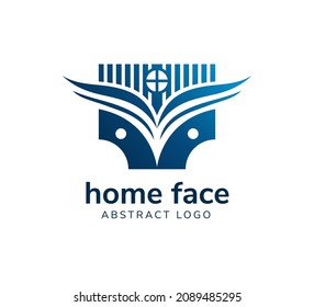 abstract design logo template use gradient blue  the concept is combination pictures houses upside down and eyes   eyebrows