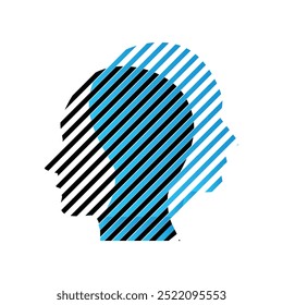 An abstract design of logo that depicts two human head overlaps each other for psychology or mental related logo