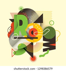 Diseño abstracto de varias formas y tipografía. Ilustración vectorial.