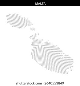 An abstract design of Malta using concentric circular patterns.