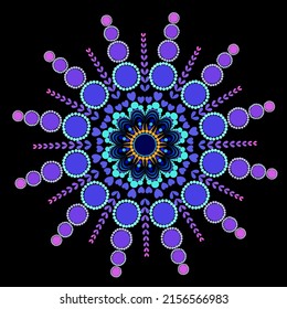 Abstract design of mandala in dot paint style. Aboriginal-style dot painting