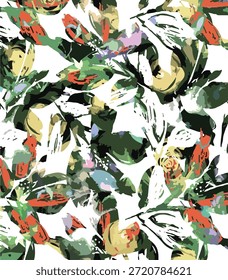 abstract design, medium size leaves and flowers, for digital print ideas for textiles or background images.