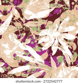 Diseño abstracto, hojas y flores de tamaño Mediano, con color crema y rojo, para ideas de impresión digital para textiles o Imágenes de fondo.