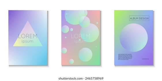 Abstract Design. Memphis Placard. Futuristic Hologram Elements. Gradient Shape. Minimal Background. Pink Holographic Set. Multyplying Trend Template. Purple Abstract Design