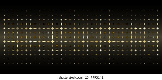 Abstract design mesh of shiny golden stars, futuristic and dynamic background