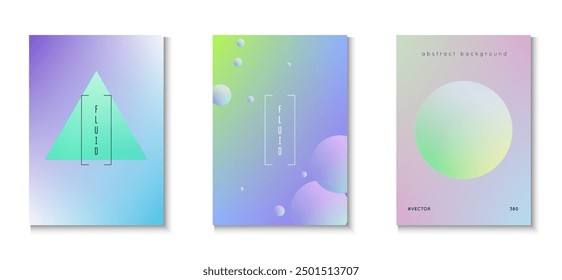 Abstract Design. Minimal Poster. Aesthetic Modern Collection. Digital Elements. Pink Gradient Set. Holographic Shape. Futuristic Vibrant Poster. Violet Abstract Design