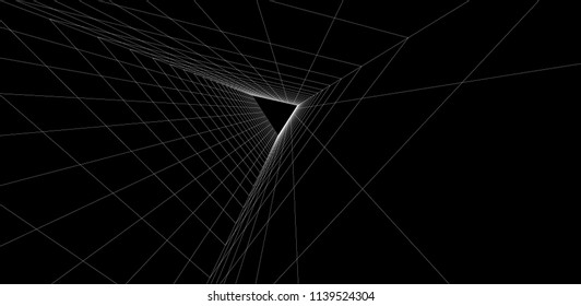 Abstract design. Modern architecture wireframe space